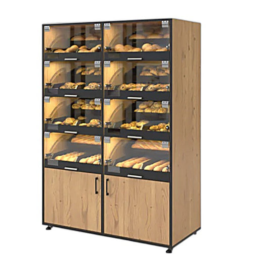 Palram Bakery Display Endcap with Illuminated Compartments & Storage Cabinet – 40"W x 60"H x 20"D - Donut-Equipment.com