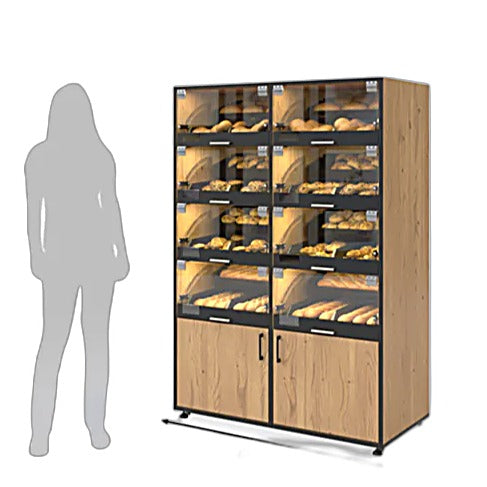 Palram Bakery Display Endcap with Illuminated Compartments & Storage Cabinet – 40"W x 60"H x 20"D - Donut-Equipment.com
