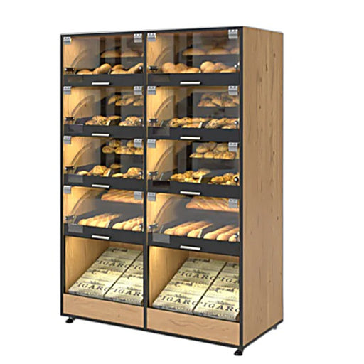 Palram Bakery Display Endcap with Illuminated Compartments & Open Bottom Storage – 40"W x 60"H x 20"D - Donut-Equipment.com