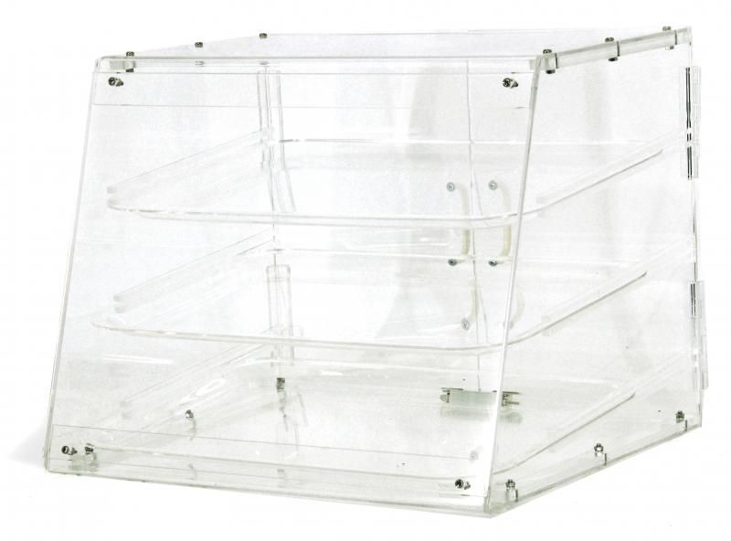 Omcan Acrylic Display Case with 3 Trays – Clear Countertop Bakery & Pastry Display Case