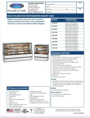 Federal SGD5948 Dry High Volume Series Display Case 59" x 35.31" x 48" - Bakery Wholesalers