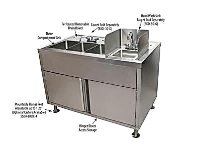 BK Resources Mobile Food Truck Wash Station with Water Heater & Fresh/Gray Water Tanks – All-in-One Portable Sink System - Donut-Equipment.com