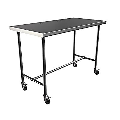 BK Resources 48" x 30" 16 Gauge Stainless Steel Pub Table with H-Brace & Foot Rest – Heavy-Duty • Mobile on Casters - Donut-Equipment.com