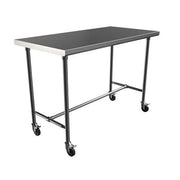 BK Resources 84" x 30" 16 Gauge Stainless Steel Pub Table with H-Brace & Foot Rest – Heavy-Duty • Mobile on Casters - Donut-Equipment.com