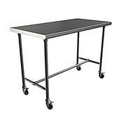 BK Resources 60" x 30" 16 Gauge Stainless Steel Pub Table with H-Brace & Foot Rest – Heavy-Duty • Mobile on Casters - Donut-Equipment.com