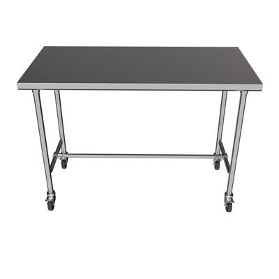 BK Resources 72" x 30" 16 Gauge Stainless Steel Pub Table with H-Brace & Foot Rest – Heavy-Duty • Mobile on Casters - Donut-Equipment.com