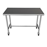 BK Resources 60" x 30" 16 Gauge Stainless Steel Pub Table with H-Brace & Foot Rest – Heavy-Duty • Mobile on Casters - Donut-Equipment.com