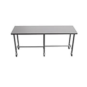 BK Resources 96" x 30" 16 Gauge Stainless Steel Pub Table with H-Brace & Foot Rest – Heavy-Duty • Mobile on Casters - Donut-Equipment.com