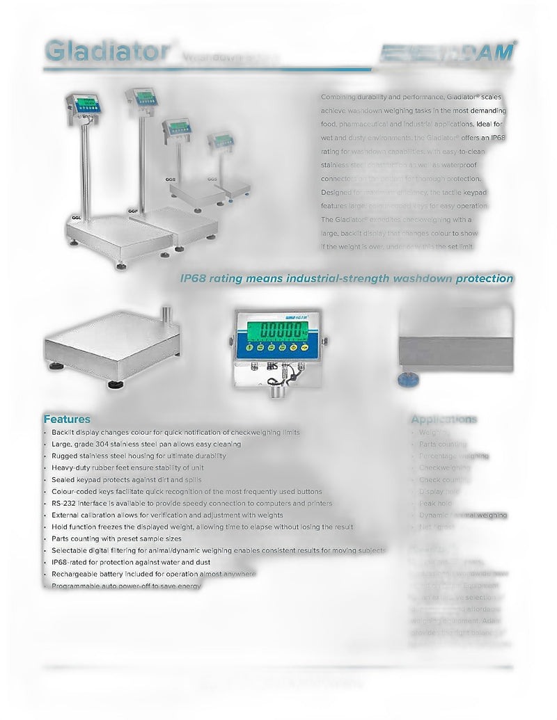 Gladiator Washdown Scales GGF 165AH Bakery Wholesalers