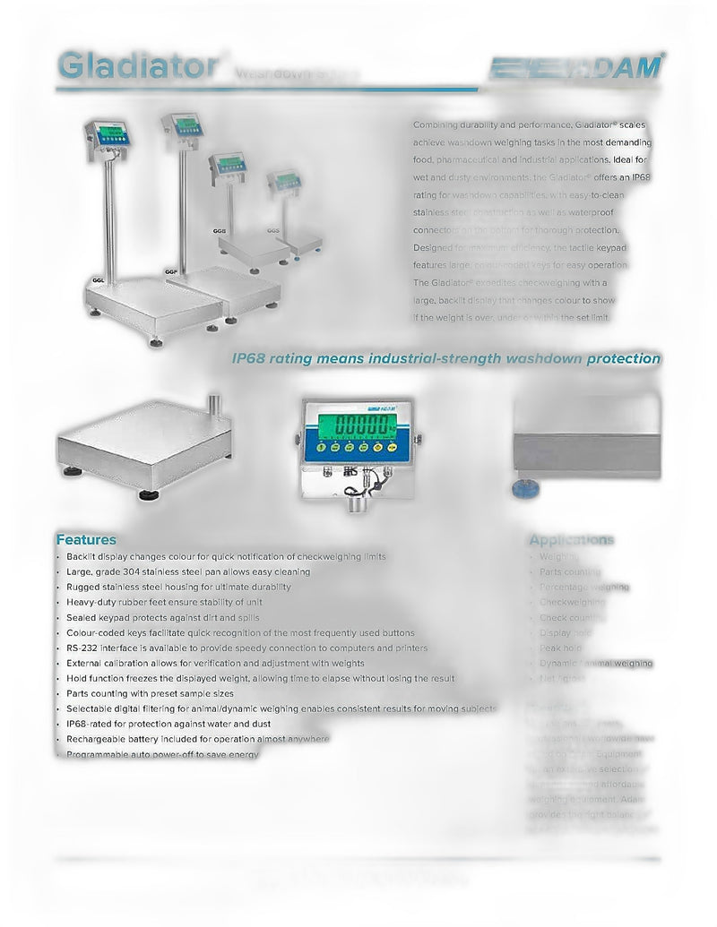 Gladiator Washdown Scales GGB65A Bakery Wholesalers