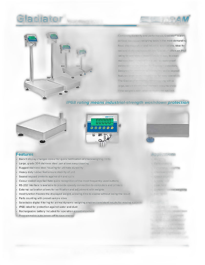 Gladiator Washdown Scales GGB 165A Bakery Wholesalers