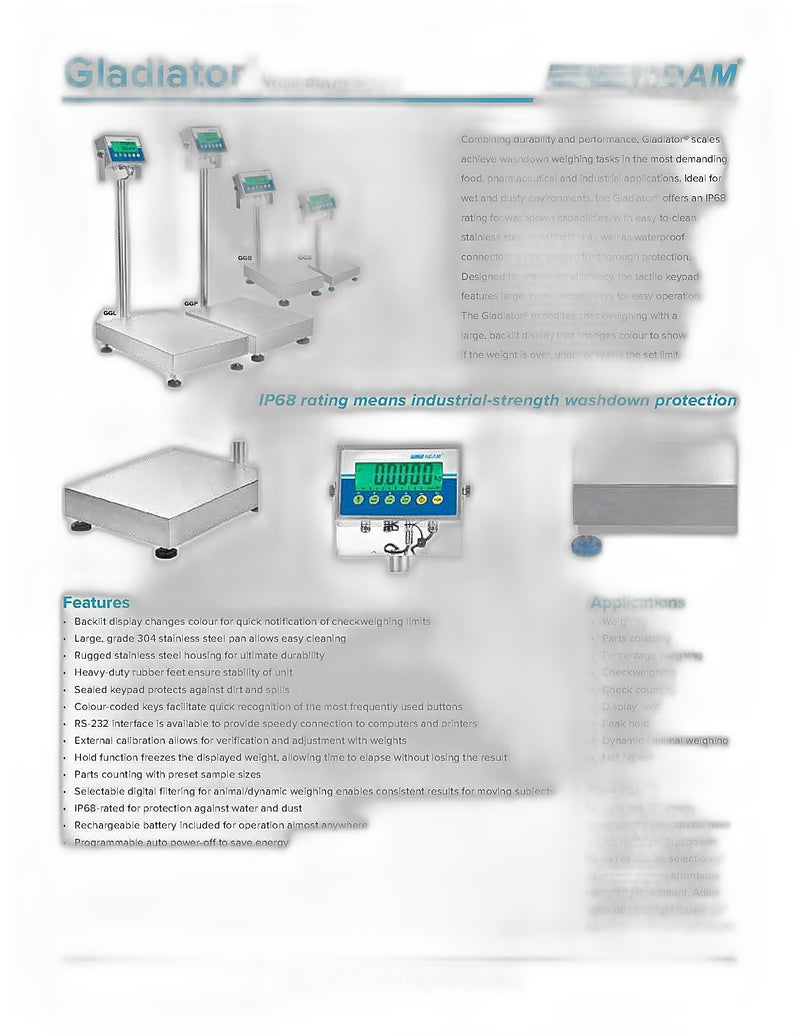 Gladiator Washdown Scales GGF 330A Bakery Wholesalers