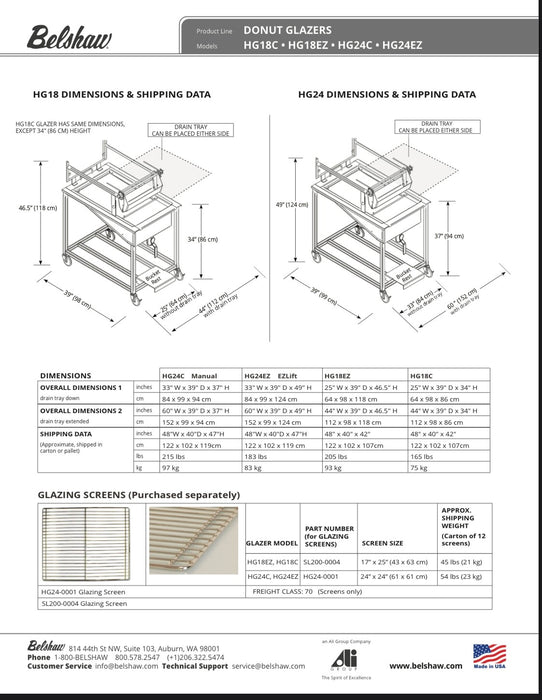 Belshaw HG24C Glazer with Drain Tray/Glazing Screen - Bakery Wholesalers