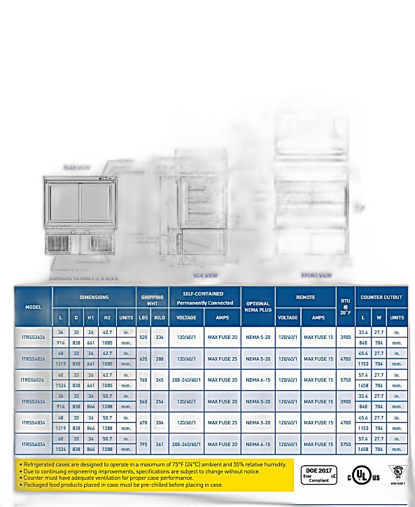 Federal Industries (ITRSS6026)-Italian Series Self Serve Drop-In Refrigerated Open Air Display with Shelves 208-240V - Bakery Wholesalers