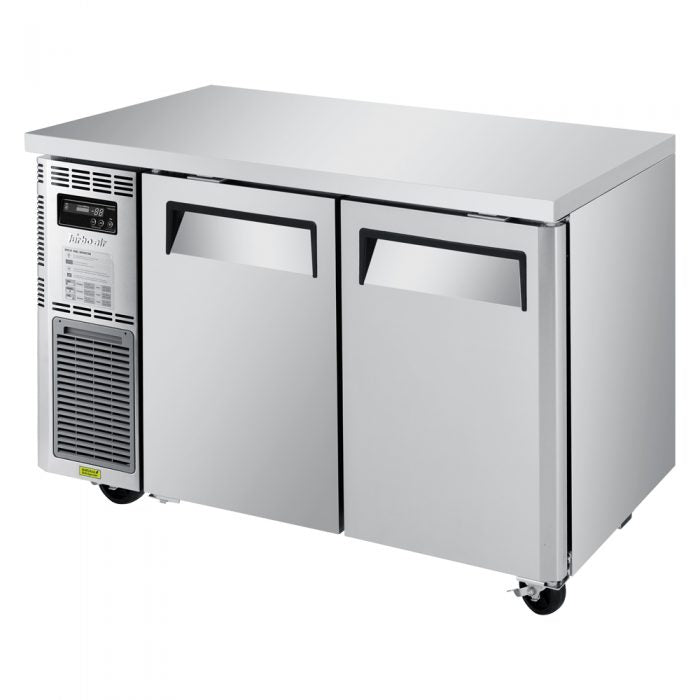 Turbo Air JUF-48S-N J Series 48" Narrow Depth Undercounter Freezer w/ 2 Sections, Solid Doors & Side Mounted Compressor - Bakery Wholesalers