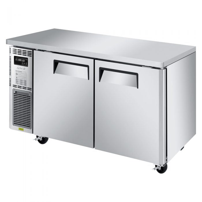 Turbo Air JUF-60S-N J Series 60" Narrow Depth Undercounter Freezer w/ 2 Sections, Solid Doors & Side Mounted Compressor - Bakery Wholesalers