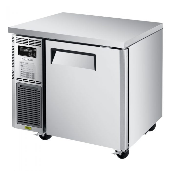 Turbo Air JUR-36S-N6 J Series 36" Narrow Depth Undercounter Refrigerator w/ 1 Section, 2 Solid Doors & Side Mounted Compressor - Bakery Wholesalers