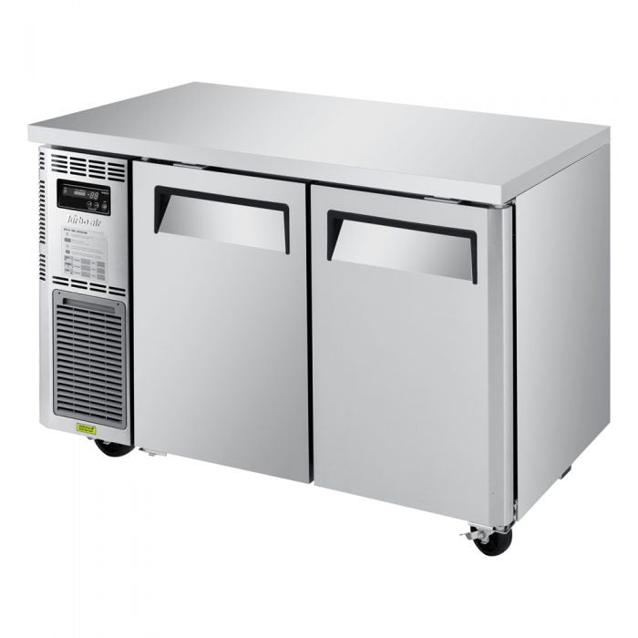 Turbo Air JUR-48S-N6 J Series 48" Narrow Depth Undercounter Refrigerator w/ 2 Sections, Solid Doors & Side Mounted Compressor - Bakery Wholesalers