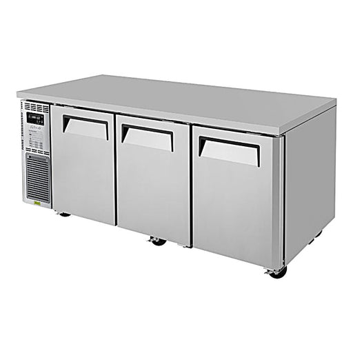 Turbo Air JUR-72-N6 J Series 72"/ 3 Solid Door Undercounter Refrigerator w/ 3 Sections & Side Mounted Compressor - Donut-Equipment.com
