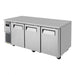 Turbo Air JUR-72-N6 J Series 72"/ 3 Solid Door Undercounter Refrigerator w/ 3 Sections & Side Mounted Compressor - Bakery Wholesalers
