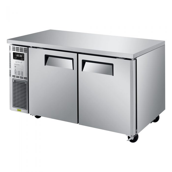 Turbo Air JURF-60-N J Series 59 1/4" Dual Temperature Undercounter Refrigerator/Freezer w/ 2 Sections & Solid Doors - Bakery Wholesalers
