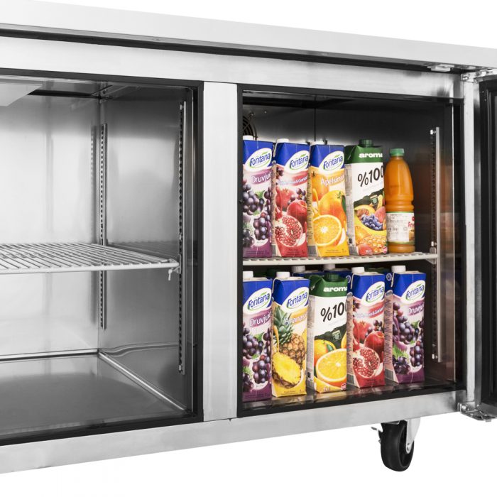 Turbo Air JUR-60-N6 J Series 60" Solid Door Undercounter Refrigerator w/ 2 Sections & Side Mounted Compressor - Bakery Wholesalers