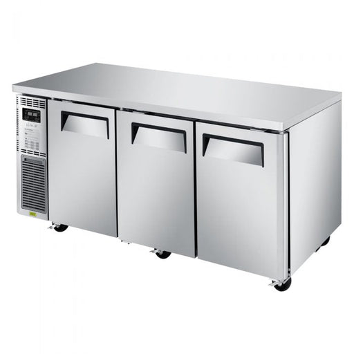 Turbo Air JURF-72-N J Series 70 7/8" Dual Temperature Undercounter Refrigerator/Freezer w/ 3 Sections & Solid Doors - Bakery Wholesalers