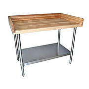 BK Resources Hard Maple Baker’s Top Work Table w/ Galvanized Undershelf, Oil Finish – 72" W x 36" D - Donut-Equipment.com
