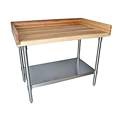 BK Resources Hard Maple Baker’s Top Work Table w/ Stainless Steel Undershelf, Oil Finish – 48" L x 30" W - Donut-Equipment.com