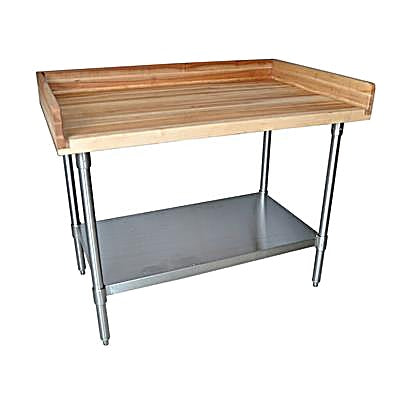 BK Resources Hard Maple Baker’s Top Work Table w/ Stainless Steel Undershelf, Oil Finish – 60" W x 30" D - Donut-Equipment.com