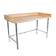 BK Resources Hard Maple Baker’s Top Work Table w/ Stainless Steel Open Base, Oil Finish – 72" L x 30" W - Donut-Equipment.com