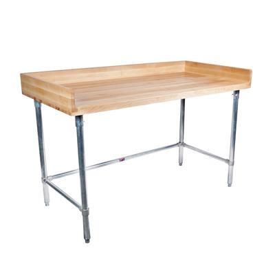 BK Resources Hard Maple Baker’s Top Work Table w/ Stainless Steel Open Base, Oil Finish – 72" L x 30" W - Donut-Equipment.com