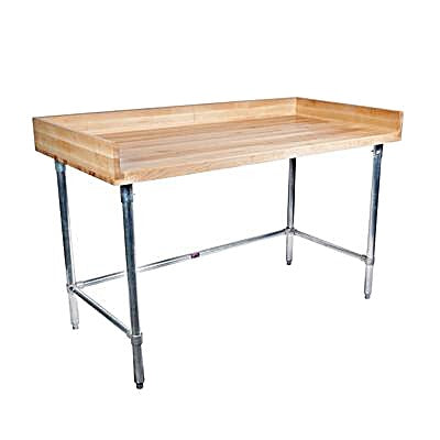BK Resources Hard Maple Baker’s Top Work Table w/ Stainless Steel Open Base, Oil Finish – 72" L x 30" W - Donut-Equipment.com
