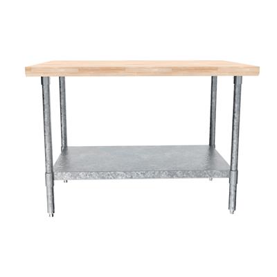 BK Resources Hard Maple Flat Top Work Table w/ Galvanized Undershelf, Oil Finish – 48" L x 30" W - Donut-Equipment.com