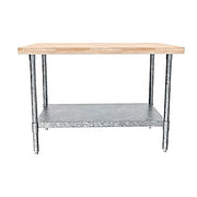 BK Resources Hard Maple Flat Top Work Table w/ Galvanized Undershelf, Oil Finish – 48" L x 30" W - Donut-Equipment.com
