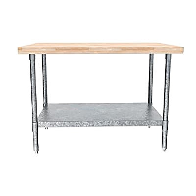 BK Resources Hard Maple Flat Top Work Table w/ Galvanized Undershelf, Oil Finish – 48" L x 30" W - Donut-Equipment.com