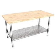 BK Resources Hard Maple Flat Top Work Table w/ Galvanized Undershelf, Oil Finish – 60" L x 30" W - Donut-Equipment.com