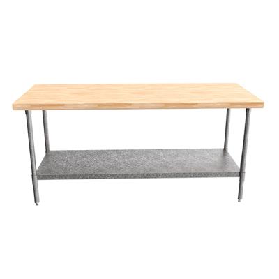 BK Resources Hard Maple Flat Top Work Table w/ Galvanized Undershelf, Oil Finish – 72" L x 30" W - Donut-Equipment.com
