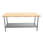 BK Resources Hard Maple Flat Top Work Table w/ Galvanized Undershelf, Oil Finish – 72" L x 30" W - Donut-Equipment.com