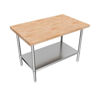 BK Resources Hard Maple Flat Top Work Table w/ Stainless Steel Undershelf, Oil Finish – 48" W x 30" D - Donut-Equipment.com