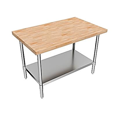 BK Resources Hard Maple Flat Top Work Table w/ Stainless Steel Undershelf, Oil Finish – 48" W x 30" D - Donut-Equipment.com