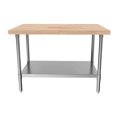 BK Resources Hard Maple Flat Top Work Table w/ Stainless Steel Undershelf, Oil Finish – 48" W x 30" D - Donut-Equipment.com