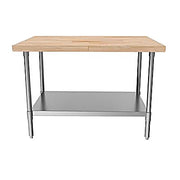 BK Resources Hard Maple Flat Top Work Table w/ Stainless Steel Undershelf, Oil Finish – 48" W x 30" D - Donut-Equipment.com