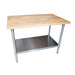 BK Resources Hard Maple Flat Top Work Table w/ Stainless Steel Undershelf, Oil Finish – 48" L x 36" W - Donut-Equipment.com