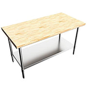 BK Resources Hard Maple Flat Top Work Table w/ Stainless Steel Undershelf, Oil Finish – 60" W x 30" D - Donut-Equipment.com