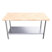 BK Resources Hard Maple Flat Top Work Table w/ Stainless Steel Undershelf, Oil Finish – 60" W x 30" D - Donut-Equipment.com