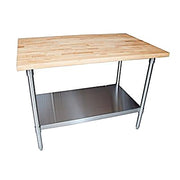 BK Resources Hard Maple Flat Top Work Table w/ Stainless Steel Undershelf, Oil Finish – 60" L x 36" W - Donut-Equipment.com