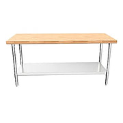 BK Resources Hard Maple Flat Top Work Table w/ Stainless Steel Undershelf, Oil Finish – 72" W x 30" D - Donut-Equipment.com