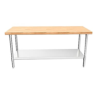 BK Resources Hard Maple Flat Top Work Table w/ Stainless Steel Undershelf, Oil Finish – 72" W x 30" D - Donut-Equipment.com