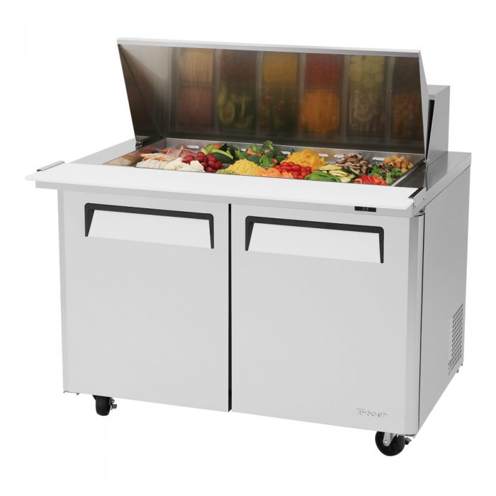 Turbo Air MST-48-18-N M3 Series 48" 2 Door Mega Top Stainless Steel Refrigerated Sandwich Prep Table - Donut-Equipment.com